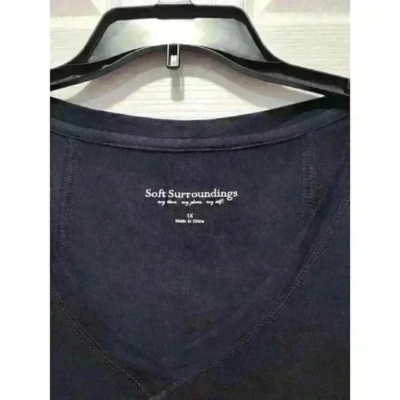 Soft Surroundings Women’s 1X Black Double V Timely Half Sleeve Tunic Dress 57532 - Picture 2 of 8